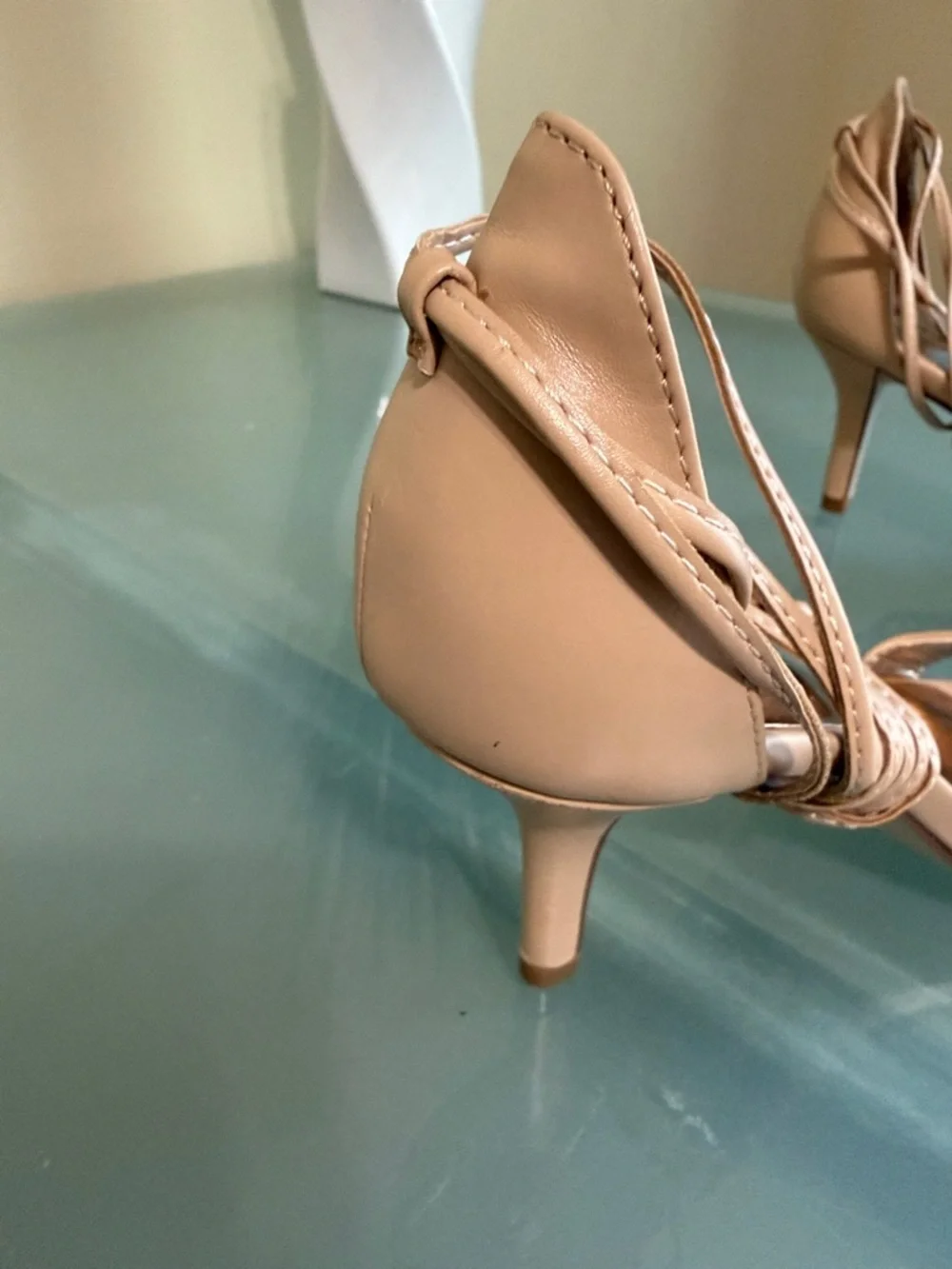 Madden Girl Blush Tan Lace-Up Heeled Sandals Size 7
